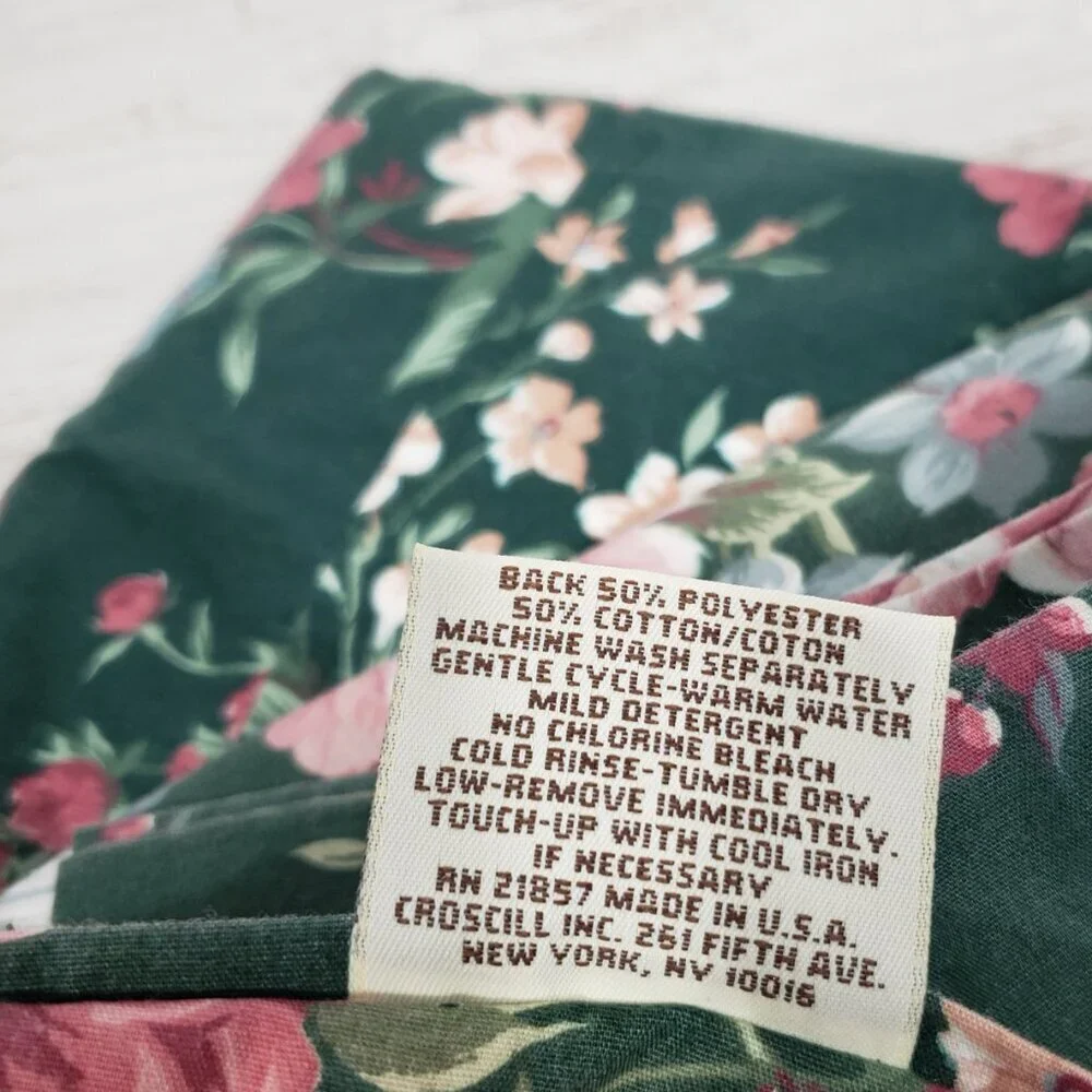 Croscill Granada Green & Pink Floral Valance Curtain  with Rod Pocket  88